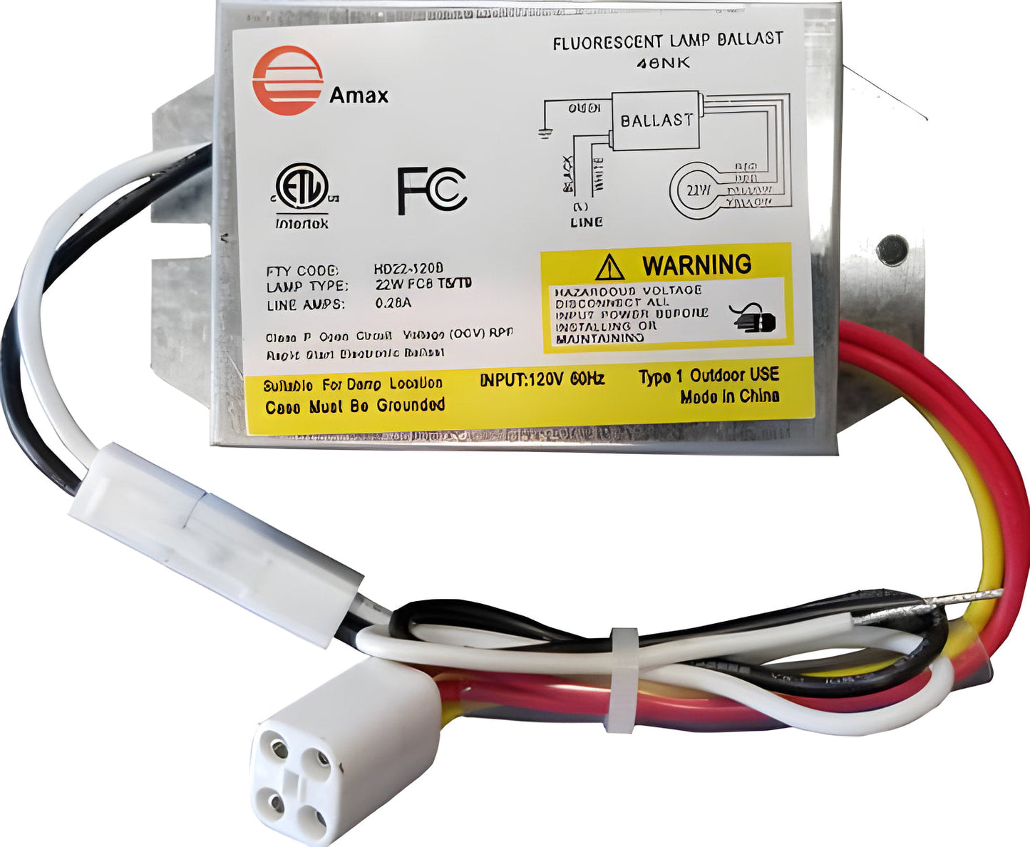 22W 120V electronic ballast for circline bulb FC8T9 or FC8T5 - Ironsmith Lighting 