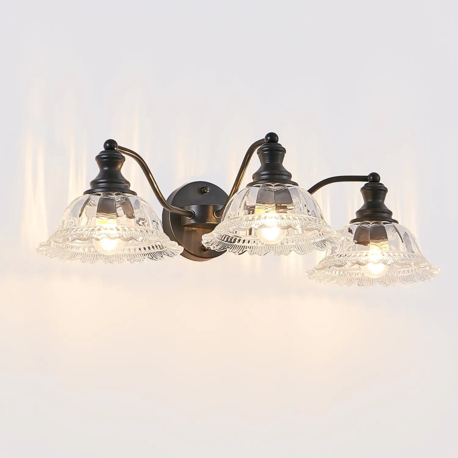 24 Inch Elegant Black Metal 3 Wall Sconces for Bedroom Bathroom & Hallway - Black - 12V Hanging Light