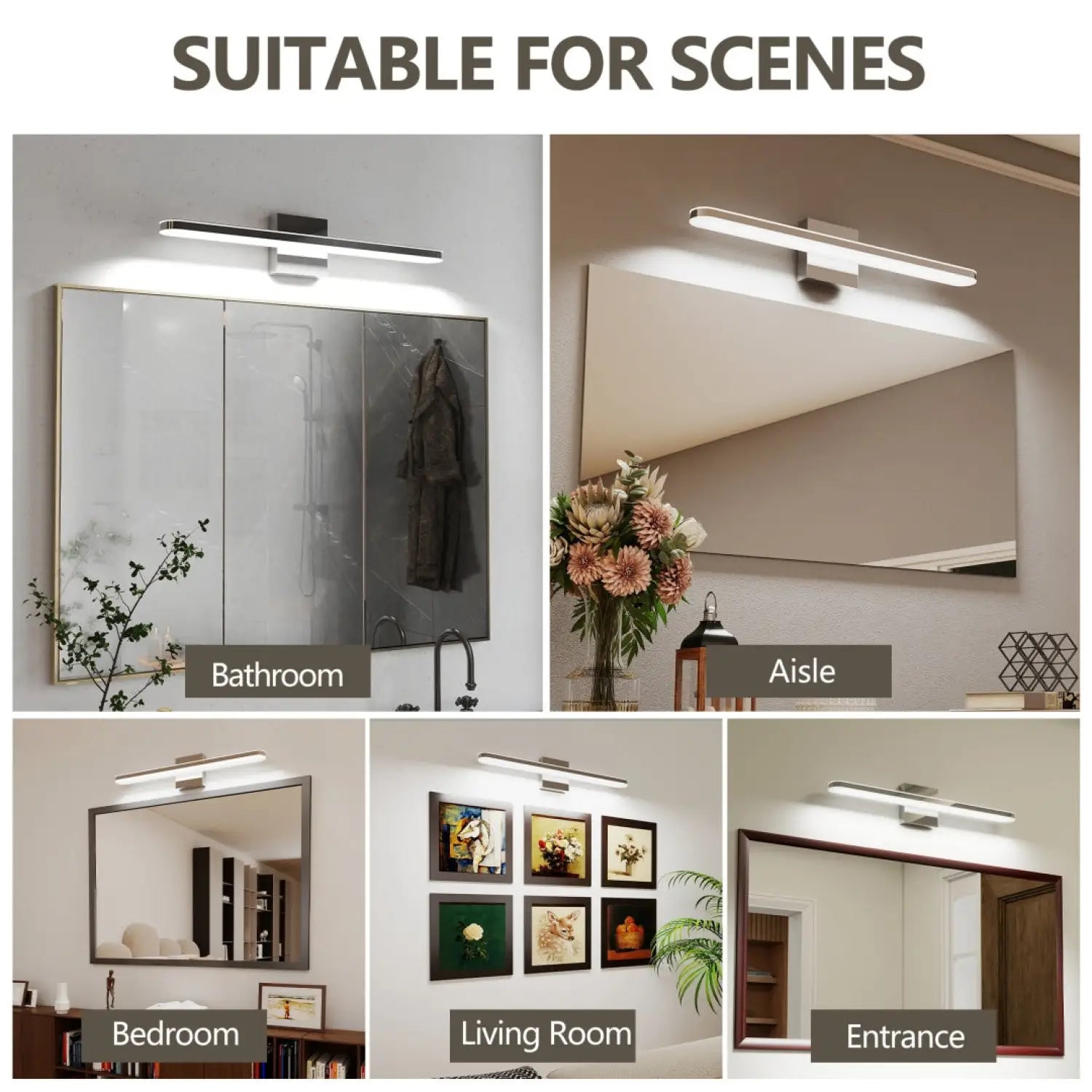 24’’ Modern Bathroom Lights Dimmable Chrome LED Vanity Sconce 12W 6000K Waterproof Wall Fixture - White - Wall Lights