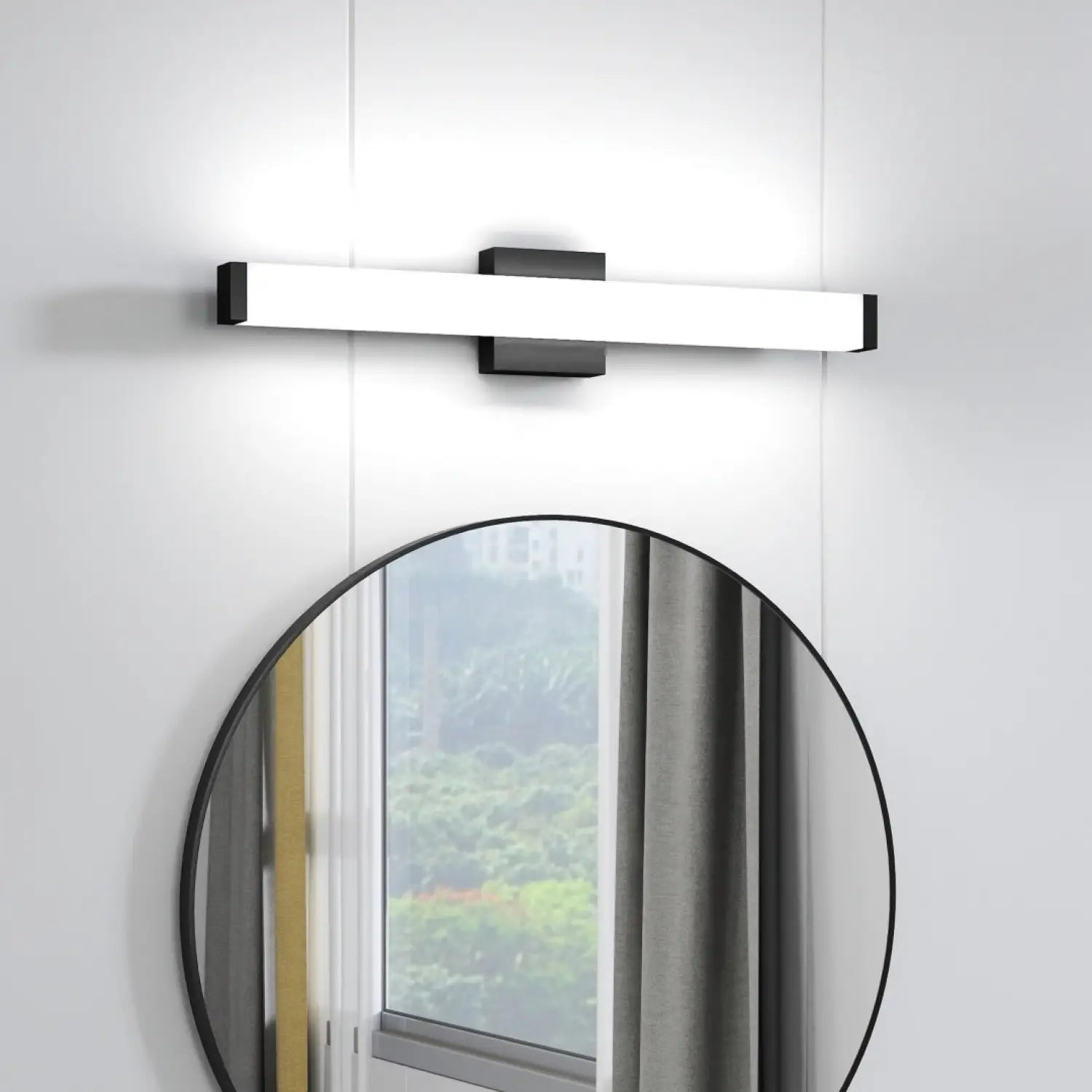 25-Inch Modern Wall Lights LED for Mirrors and Cabinets with Dimmable Cool White Illumination - Black - Indoor Wall
