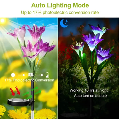 2PCS Color Changing LED Lily Solar Lights Garden with Waterproof - Pink Purple - 2 Packs - Solar Light