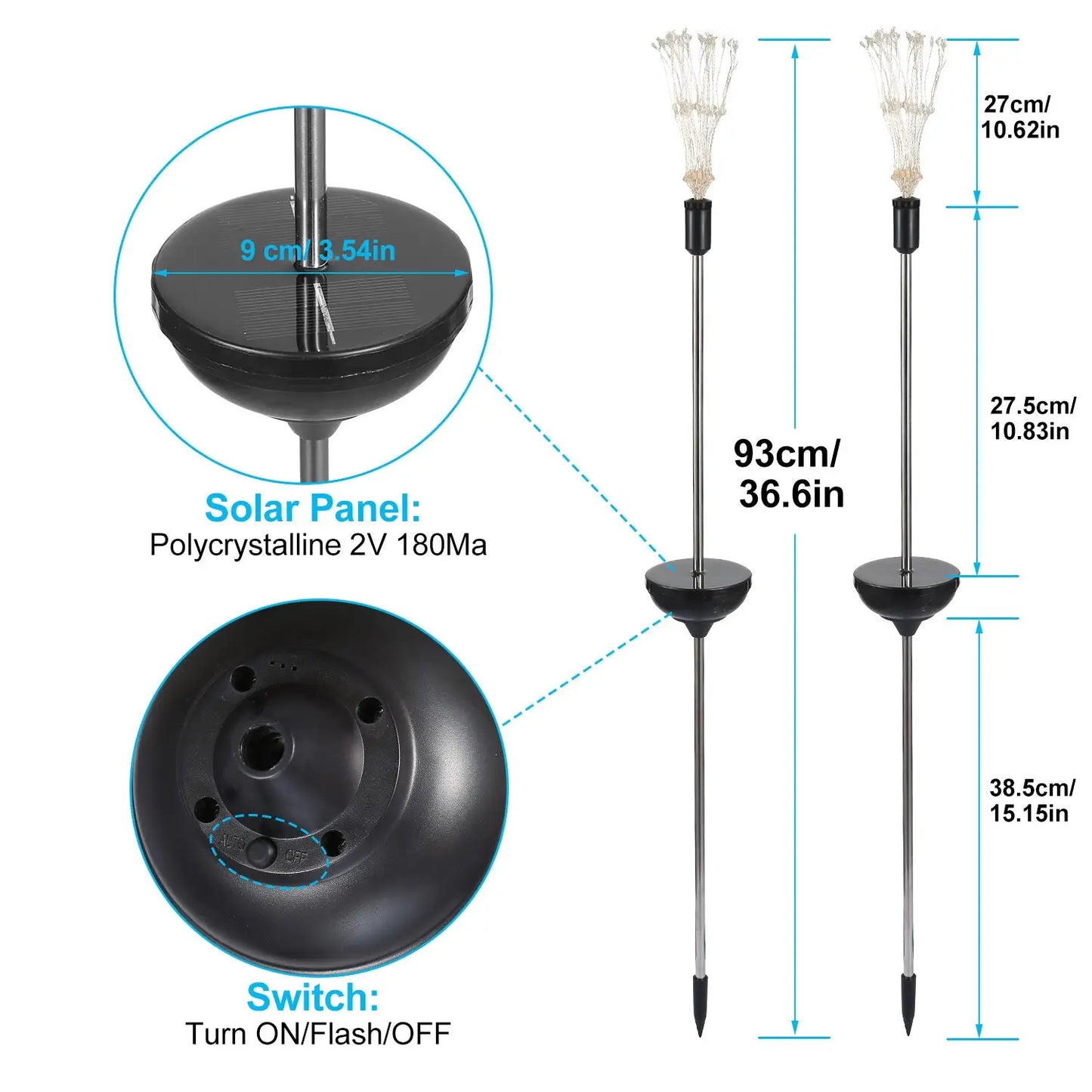 2Pcs Solar Powered Starburst Light with 240 LEDs For Spring Garden Decoration - Solar Light