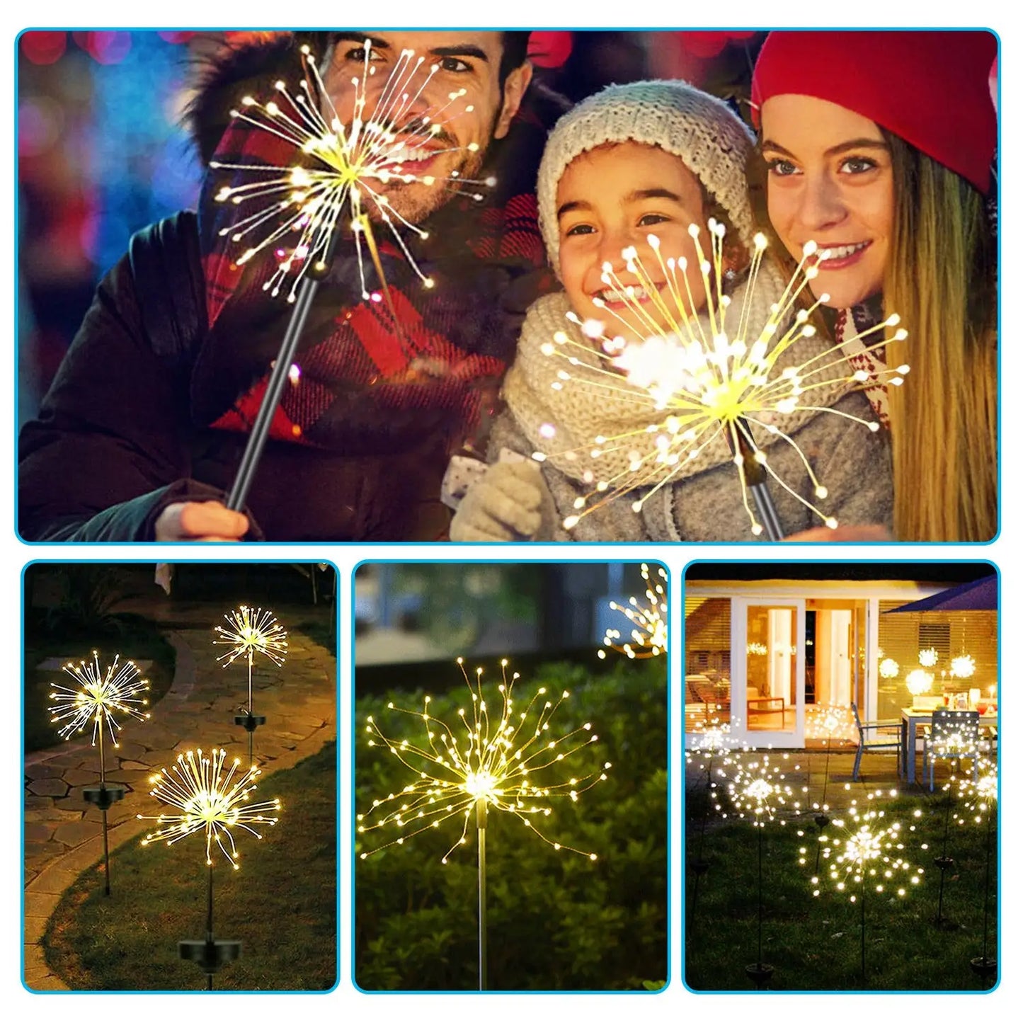 2Pcs Solar Powered Starburst Light with 240 LEDs For Spring Garden Decoration - Solar Light