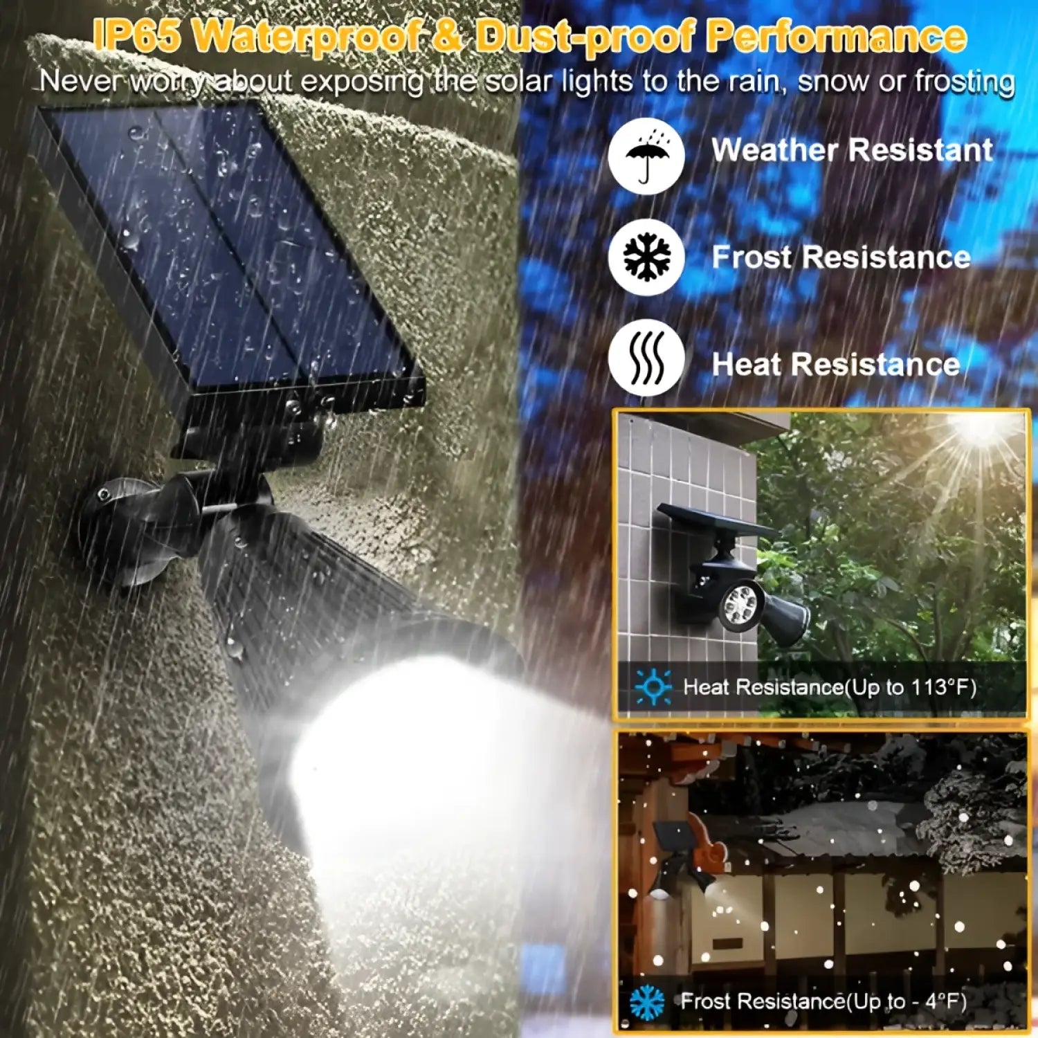 2Pcs Solar Spotlight Outdoor Dusk To Dawn Light Wall Path Lawn Garden Lamp Waterproof - Black - Solar Lights