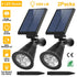 2Pcs Solar Spotlight Outdoor Dusk To Dawn Light Wall Path Lawn Garden Lamp Waterproof - Black - Solar Lights