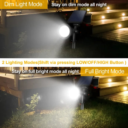 2Pcs Solar Spotlight Outdoor Dusk To Dawn Light Wall Path Lawn Garden Lamp Waterproof - Black - Solar Lights