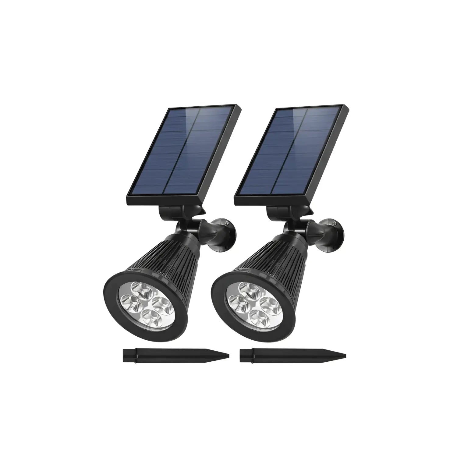 2Pcs Solar Spotlight Outdoor Dusk To Dawn Light Wall Path Lawn Garden Lamp Waterproof - Black - Solar Lights