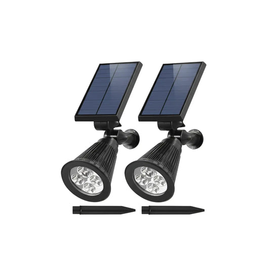 2Pcs Solar Spotlight Outdoor Dusk To Dawn Light Wall Path Lawn Garden Lamp Waterproof - Black - Solar Lights