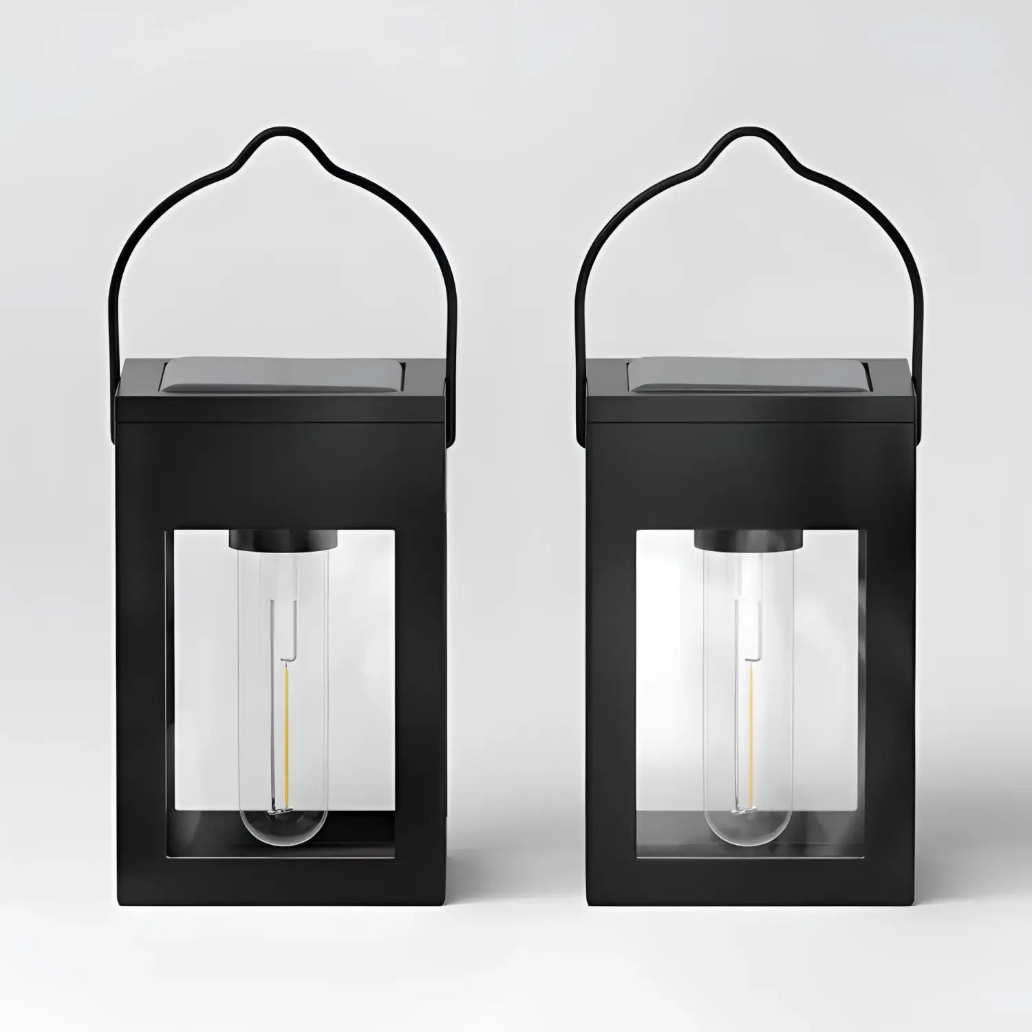 2pk Solar LED Outdoor Deck Lights Matte Black - 2Pack - 12V Hanging Light