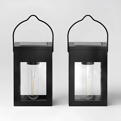 2pk Solar LED Outdoor Deck Lights Matte Black - 2Pack - 12V Hanging Light