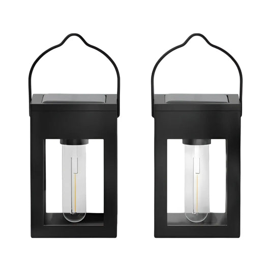 2pk Solar LED Outdoor Deck Lights Matte Black - 2Pack - 12V Hanging Light