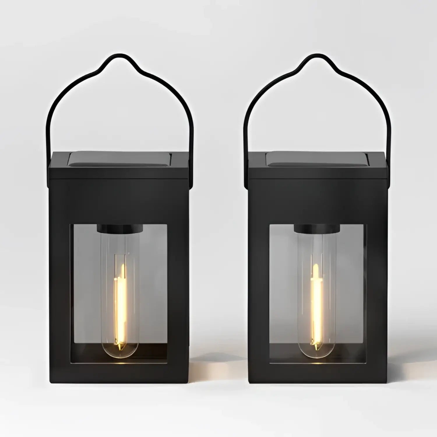 2pk Solar LED Outdoor Deck Lights Matte Black - 2Pack - 12V Hanging Light