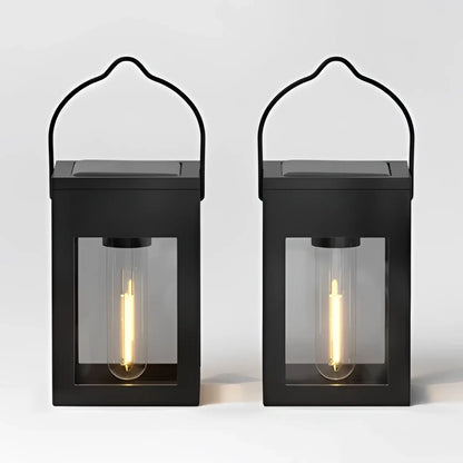 2pk Solar LED Outdoor Deck Lights Matte Black - 2Pack - 12V Hanging Light