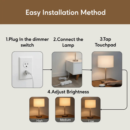 3 Level touch Light Dimmer with 3 Plug - Receptacles 120V - Transformer