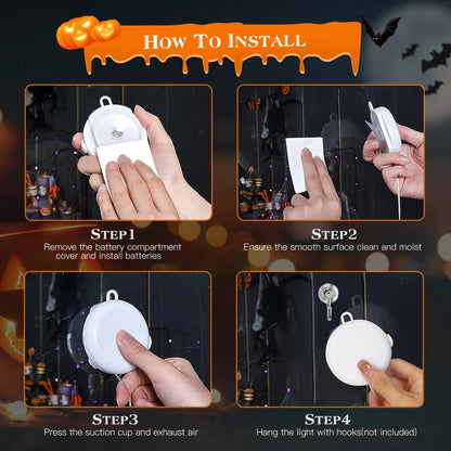 3 Pack Halloween Lights Battery Operated – Pumpkin Witch Hat & Spider - Transparent - Decorative Lights