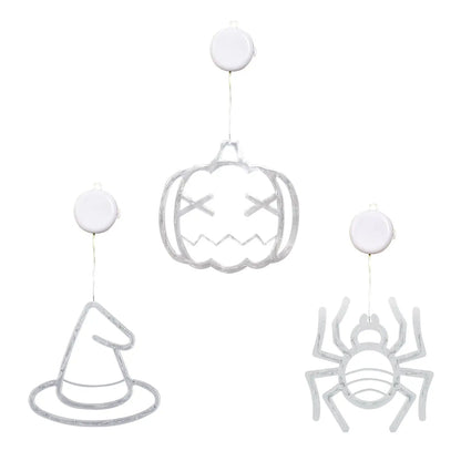 3 Pack Halloween Lights Battery Operated – Pumpkin Witch Hat & Spider - Transparent - Decorative Lights