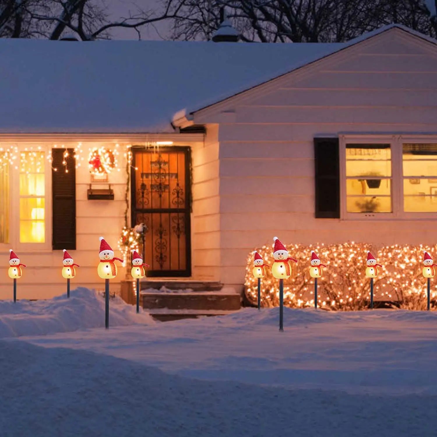 3-Pack Outdoor Christmas Light Solar Snowman Stake | IP55 Waterproof LED Pathway Lamp - Snowman - Decorative Lights