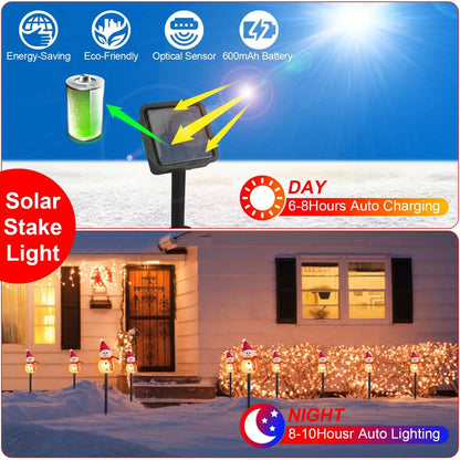 3-Pack Outdoor Christmas Light Solar Snowman Stake | IP55 Waterproof LED Pathway Lamp - Snowman - Decorative Lights
