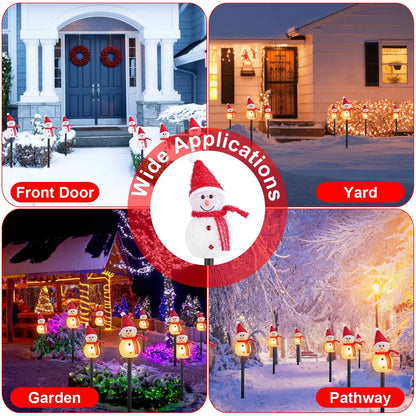 3-Pack Outdoor Christmas Light Solar Snowman Stake | IP55 Waterproof LED Pathway Lamp - Snowman - Decorative Lights