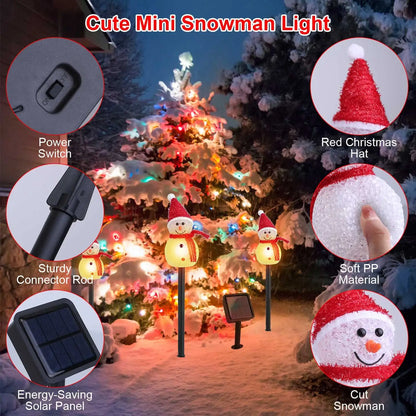 3-Pack Outdoor Christmas Light Solar Snowman Stake | IP55 Waterproof LED Pathway Lamp - Snowman - Decorative Lights