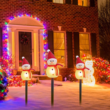 3-Pack Outdoor Christmas Light Solar Snowman Stake | IP55 Waterproof LED Pathway Lamp - Snowman - Decorative Lights