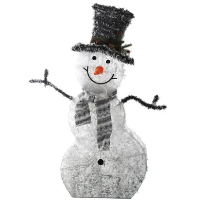 32-Inch Collapsible Snowman That Light Up | Battery Powered LED Christmas Decor - White - Decorative Lights