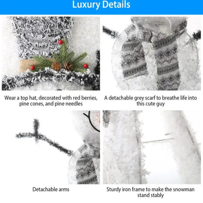 32-Inch Collapsible Snowman That Light Up | Battery Powered LED Christmas Decor - White - Decorative Lights