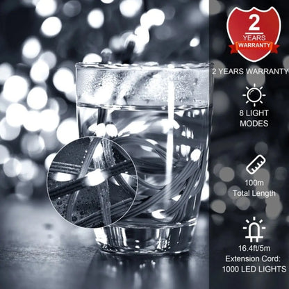 Christmas Rope Lights,1000LED 328Ft Outdoor Decorative String Strobe - As picture - 12V Hanging Light