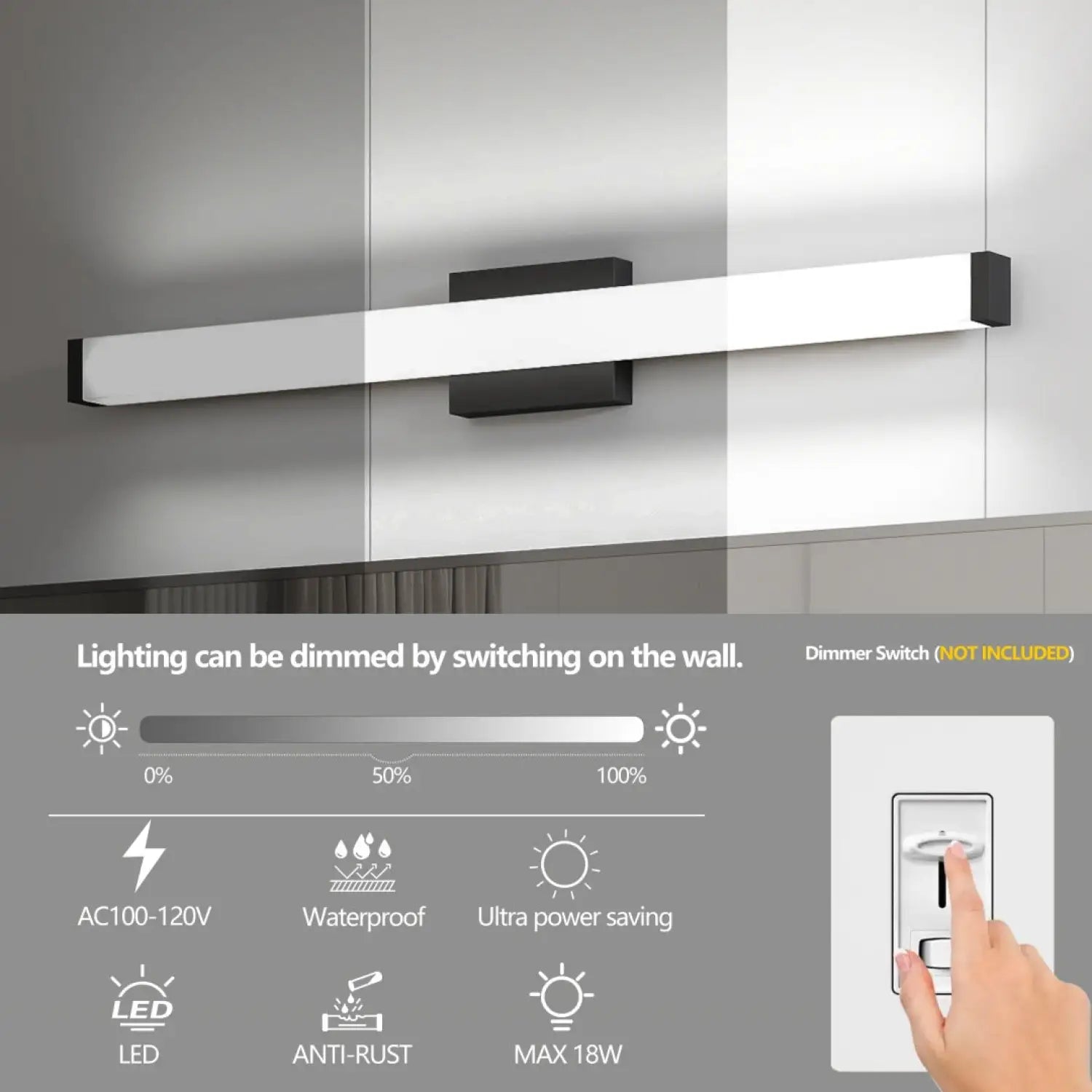33 inch modern led vanity light fixture for mirrors and cabinets