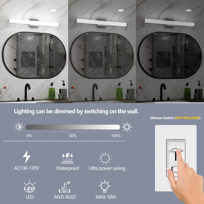 33 Inch Vanity Light LED with Brushed Nickel Coating for Bathroom Mirror - 33 Inches 18 Watt - Wall Lights