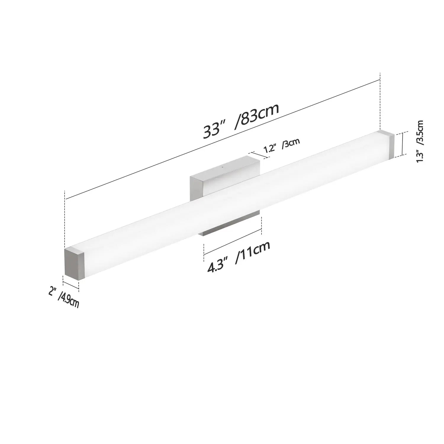 33 Inch Vanity Light LED with Brushed Nickel Coating for Bathroom Mirror - 33 Inches 18 Watt - Wall Lights