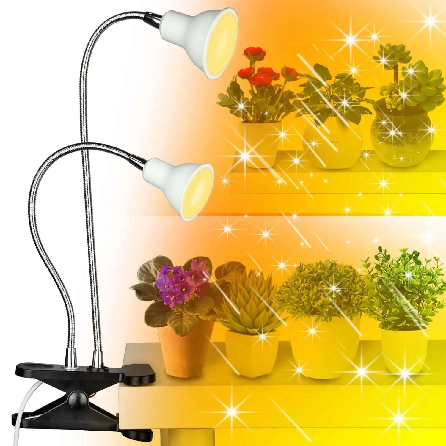 360° Flexible LED Grow Light with E27 Base Clip-On Gooseneck & Switch - Grow light