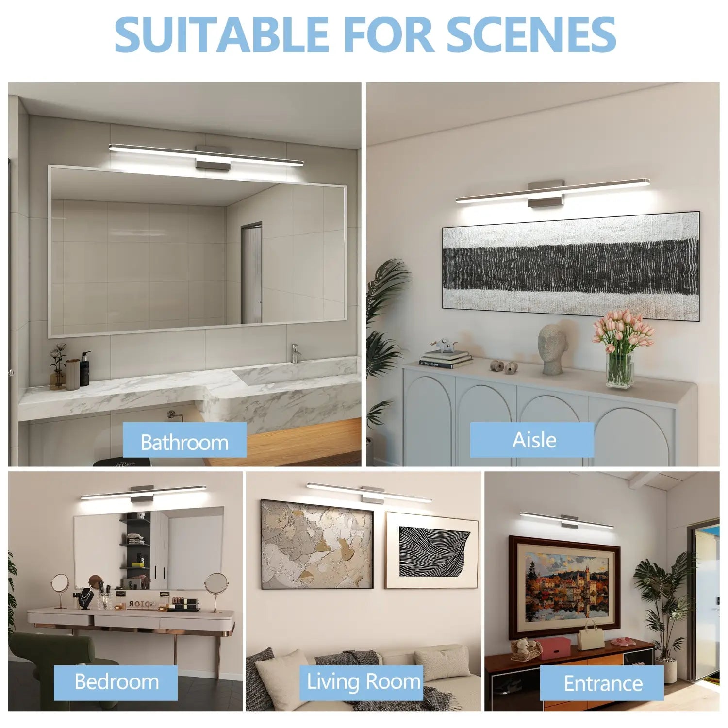 39-Inch Modern Chrome LED Vanity Lights for Wall Lighting - 39IN 24W - Wall Lights