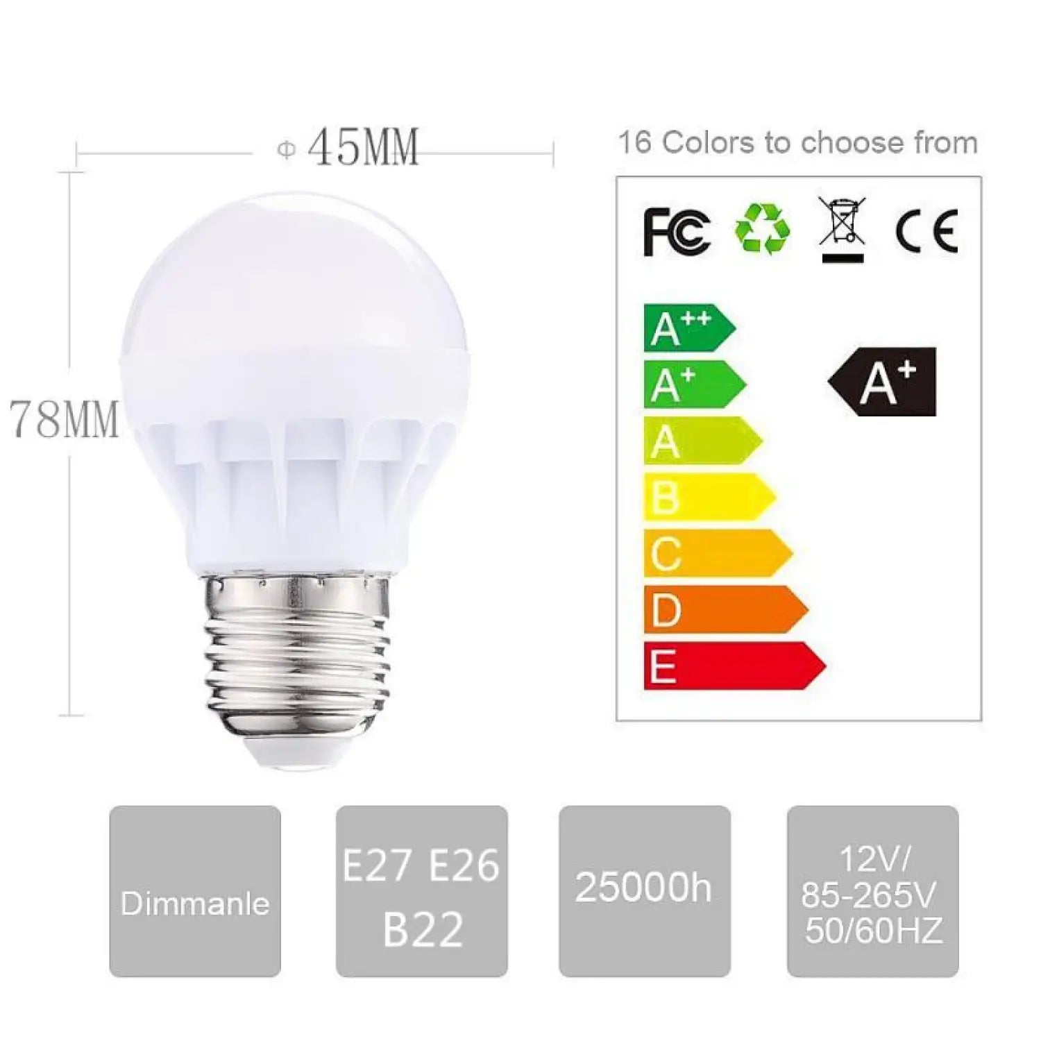 3W LED Bulb RGB Colorful Light for Indoor Use - Photo color - 12V Hanging Light