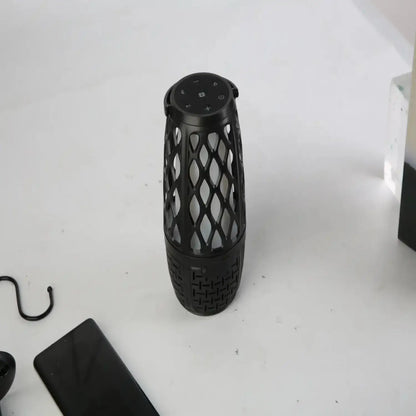 1Pc 4 In 1 Wireless 5.3 Outdoor Speaker IPX5 Waterproof Patio Speaker LED Flame Speaker With 3 Flame Light Modes Hook
