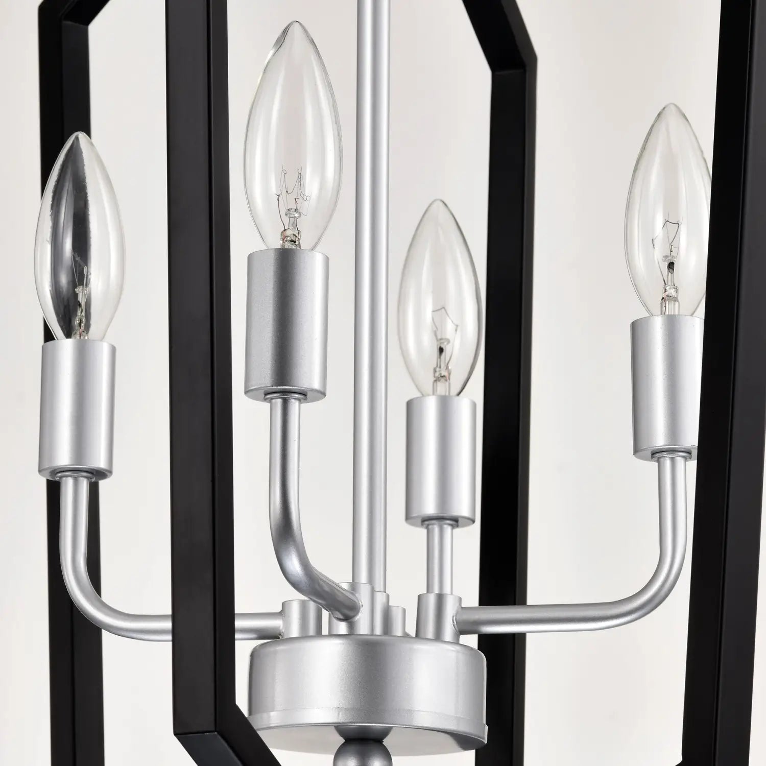 4 Light Farmhouse Kitchen Chandeliers Matte Black And Sliver Vintage Rustic Cage Light Fixture Adjustable Height
