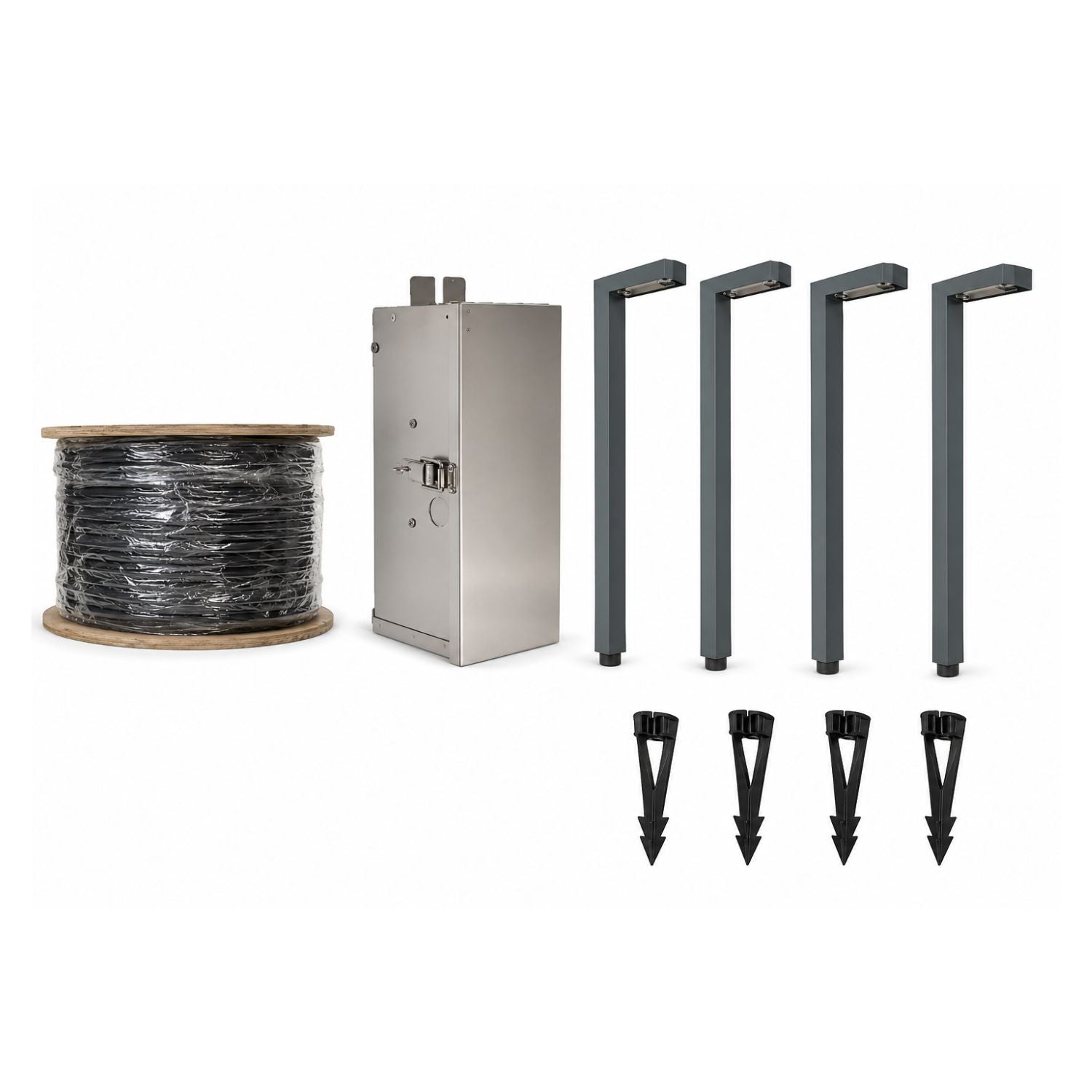 4-Light Brass Path Light LED Kit with 50W Transformer & 500ft Wire - Path Light LED Bundle Kit
