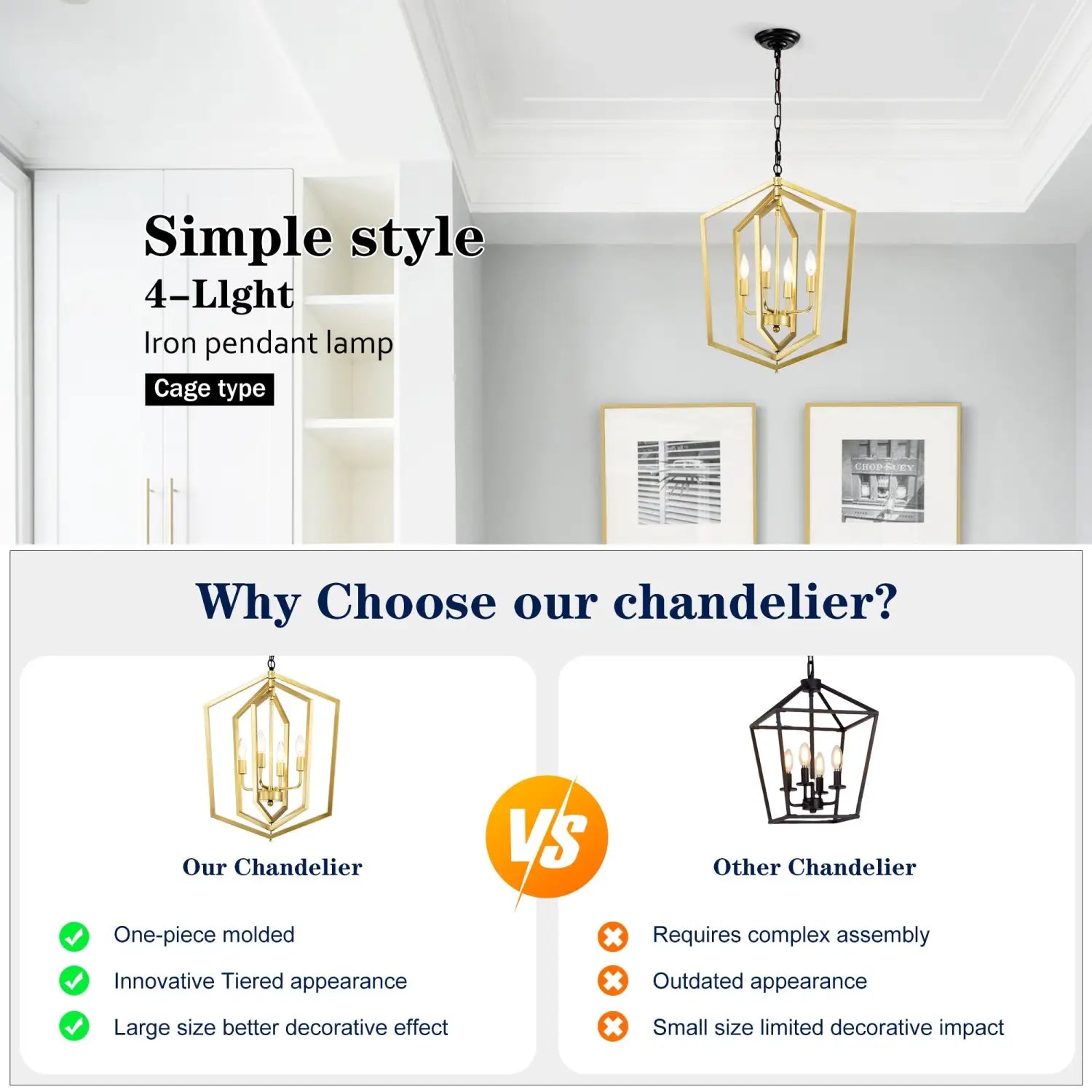 4 Light Farmhouse Kitchen Chandeliers Vintage Cage Light Fixture Adjustable Height Chandeliers For Dining Room Hallway