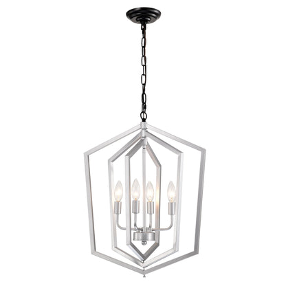 4 Light Farmhouse Chandeliers Matte Black And Sliver Matte Black Vintage Cage Light Fixture,Adjustable Height