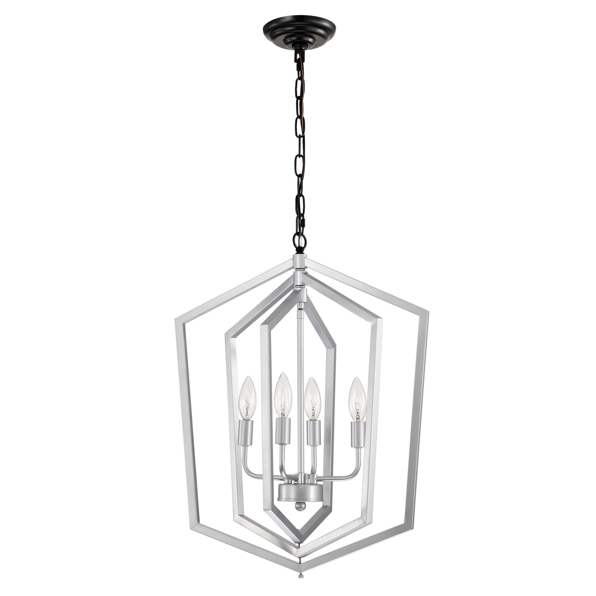 4 Light Farmhouse Chandeliers Matte Black And Sliver Matte Black Vintage Cage Light Fixture,Adjustable Height