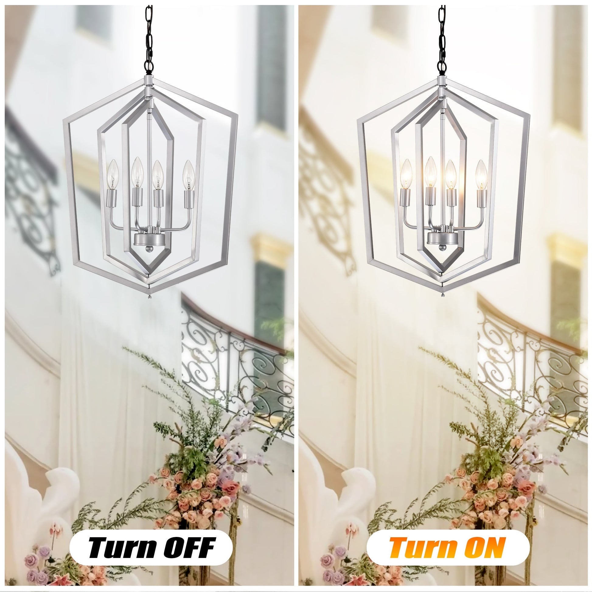 4 Light Farmhouse Chandeliers Matte Black And Sliver Matte Black Vintage Cage Light Fixture,Adjustable Height