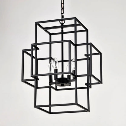 4 Light Farmhouse Hanging Lights Indoor with Adjustable Height Matte Black Hanging Light