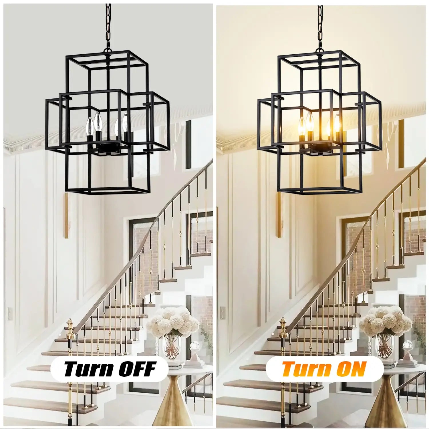 4 Light Farmhouse Hanging Lights Indoor with Adjustable Height Matte Black Hanging Light