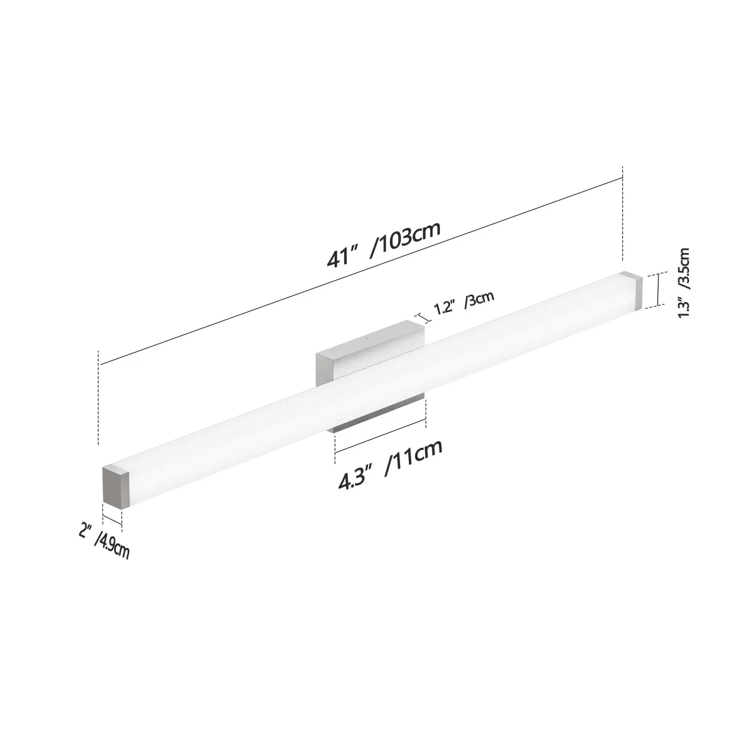 41-Inch Brushed Nickel LED Vanity Lights Modern for Wall Lighting - 41inch 24W - Wall Lights