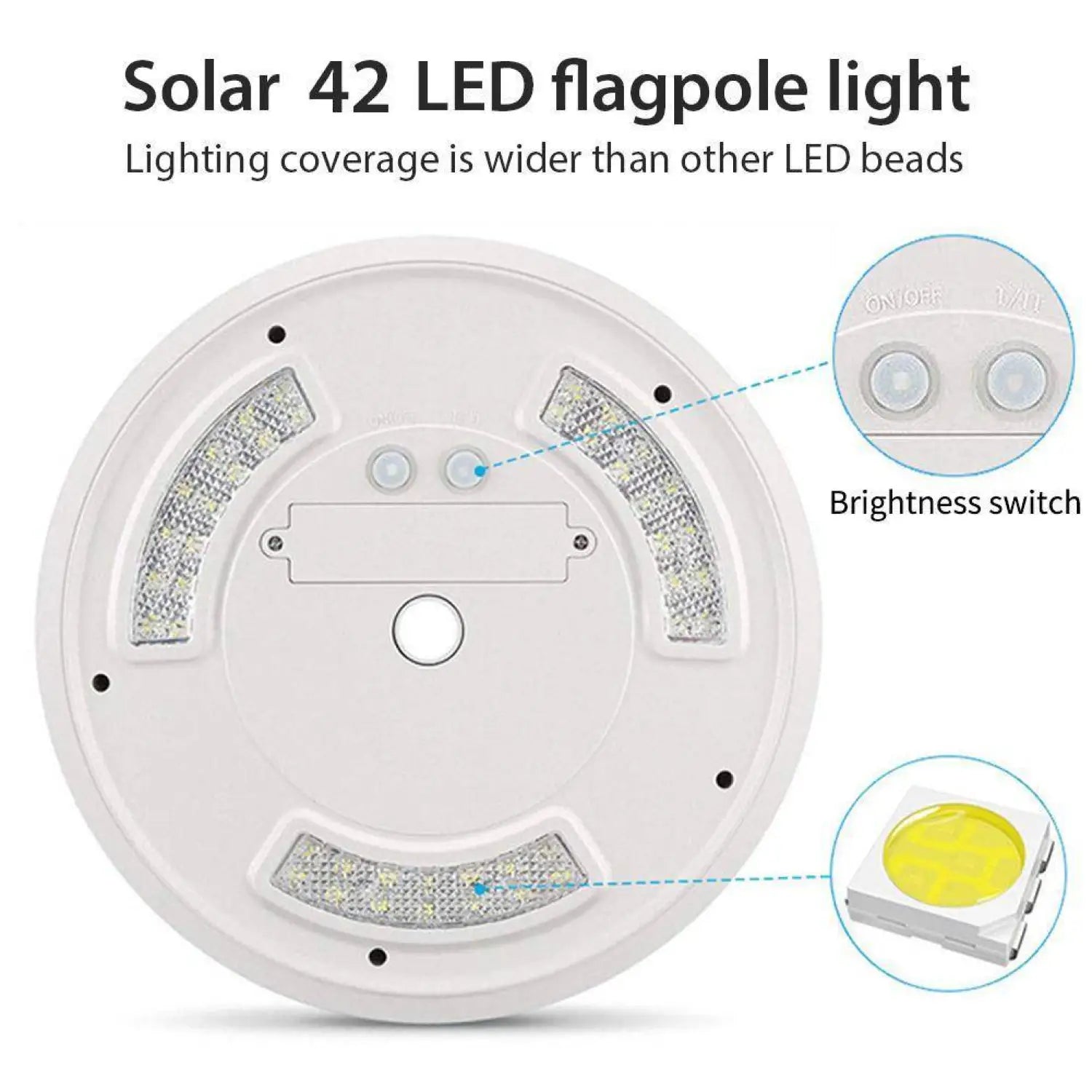 42 LED Solar Lights with Adjustable Brightness and IP55 Waterproof White 12V Hanging Light