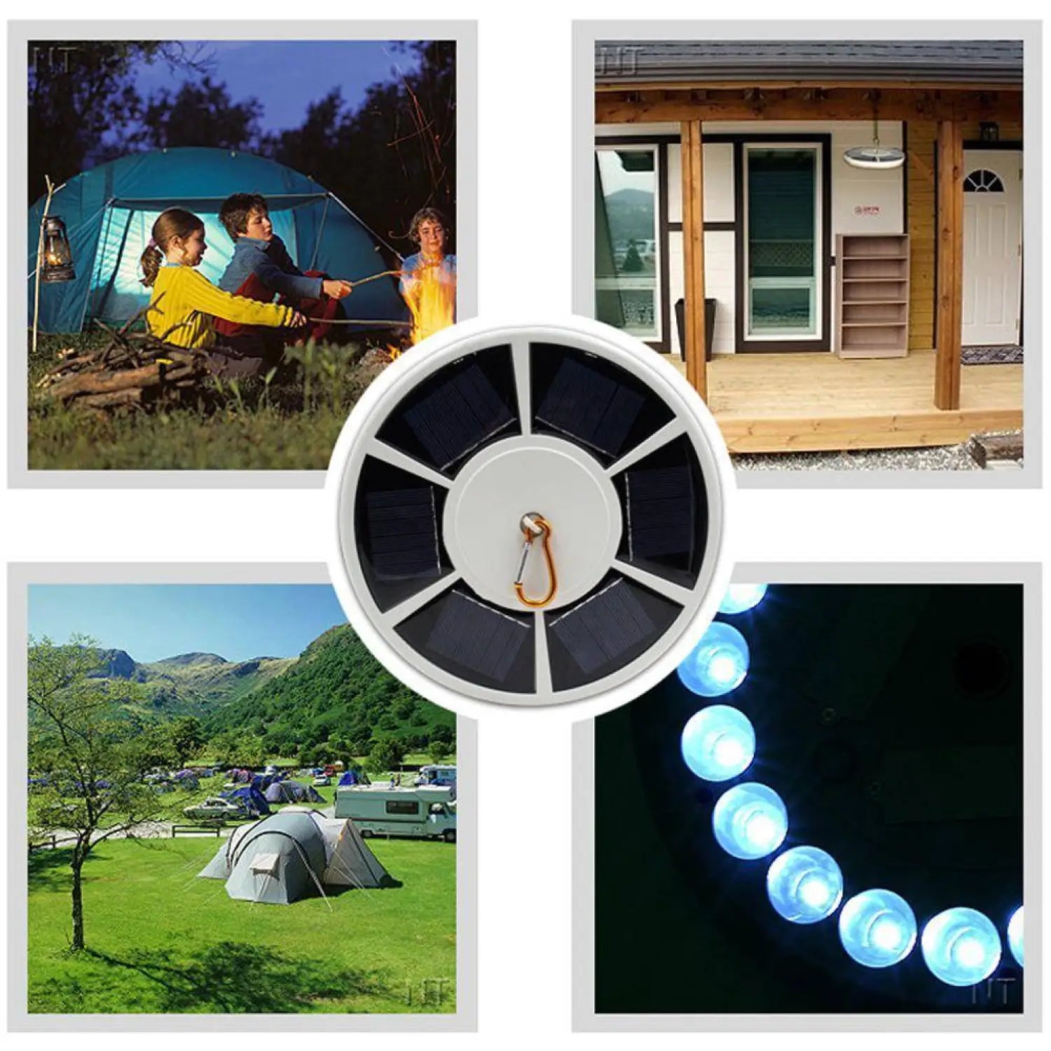 42 LED Solar Lights with Adjustable Brightness and IP55 Waterproof White 12V Hanging Light