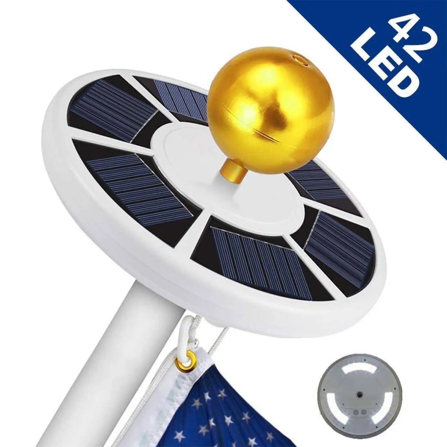 42 LED Solar Lights with Adjustable Brightness and IP55 Waterproof White 12V Hanging Light