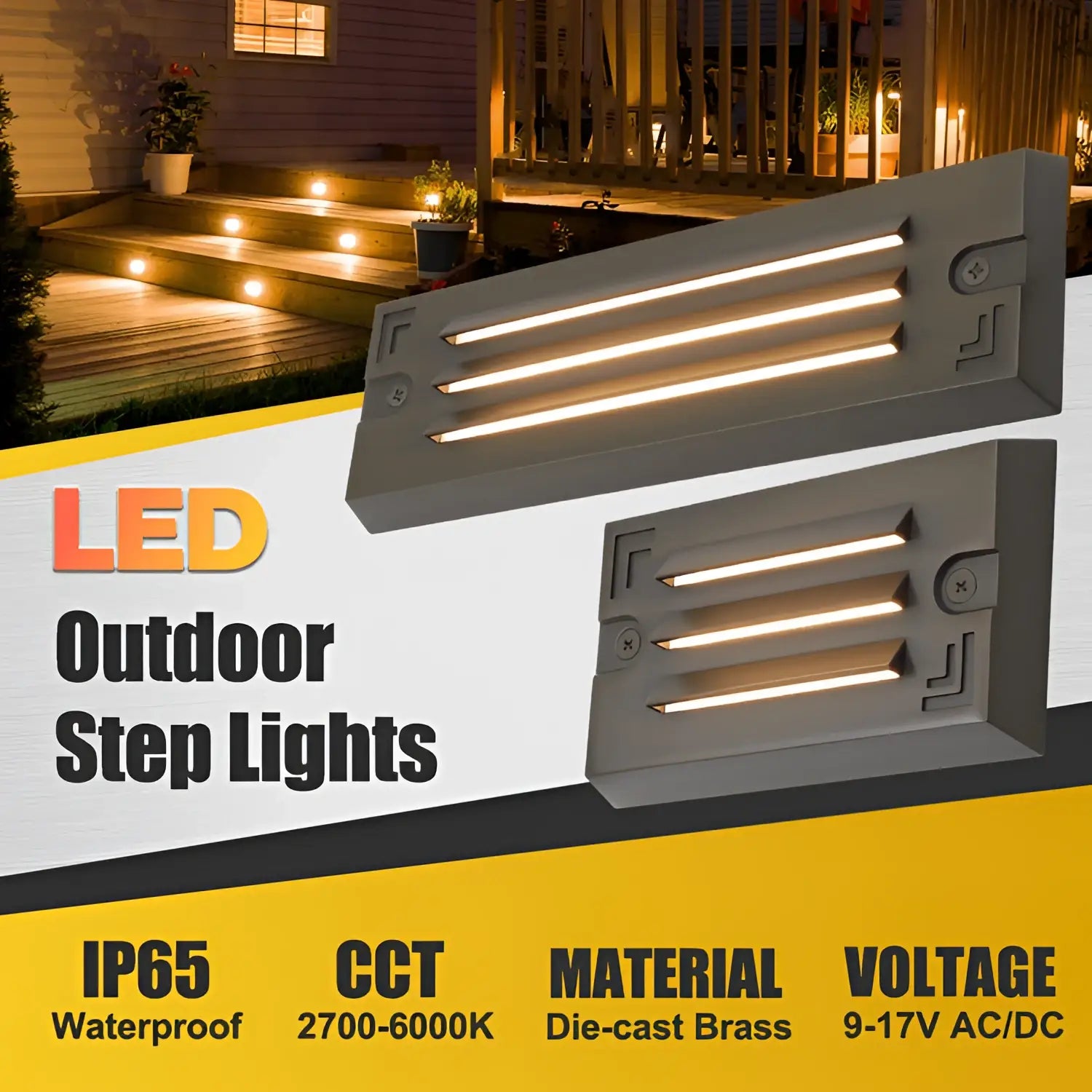 5’’ Grating Step Lights Outdoor Die Cast Brass 3W Flush Mount - Step Light