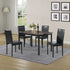 5-Piece Black Dining Table Set with Marble Style Top - Table and chair set - Dining Table