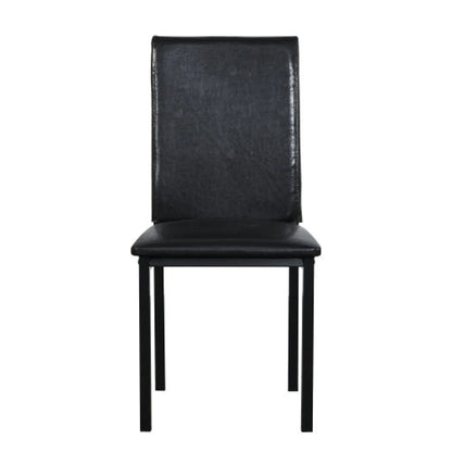 5-Piece Black Dining Table Set with Marble Style Top - Table and chair set - Dining Table